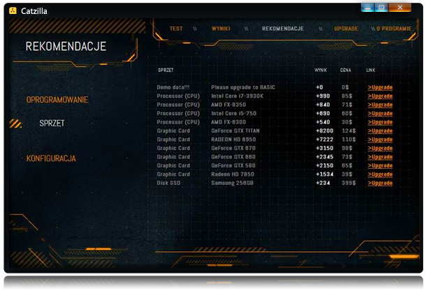 Catzilla Benchmark rekomendacje sprzętowe