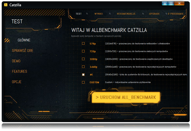 Catzilla Benchmark test komputera