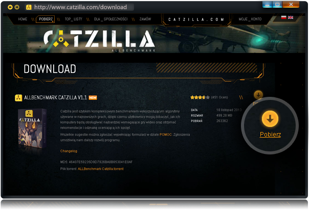 Catzilla ALLBenchmark - instrukcja/ pobieranie